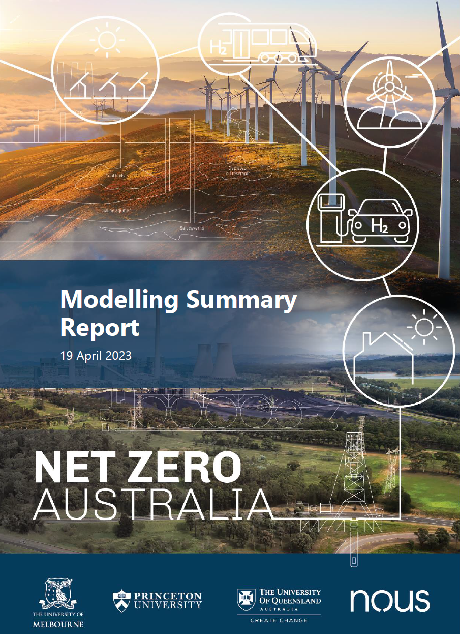 Cover page of Net Zero Australia modelling summary report